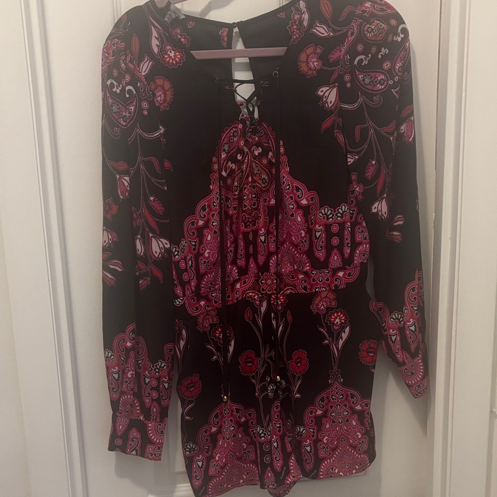 Floral Black and Pink Women's Top